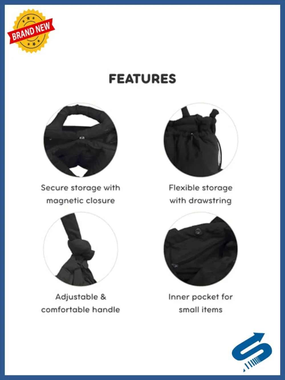 Quilted Puffer Tote Bag Converts to Backpack - Lightweight Nylon Travel Handbag